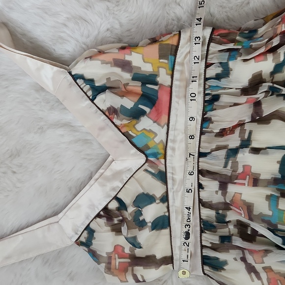 French Connection Abstract Silk Trimmed Empire Spring Dress - Picture 7 of 11